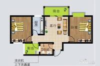 金基馨怡揽月2室1厅1卫88.8㎡户型图