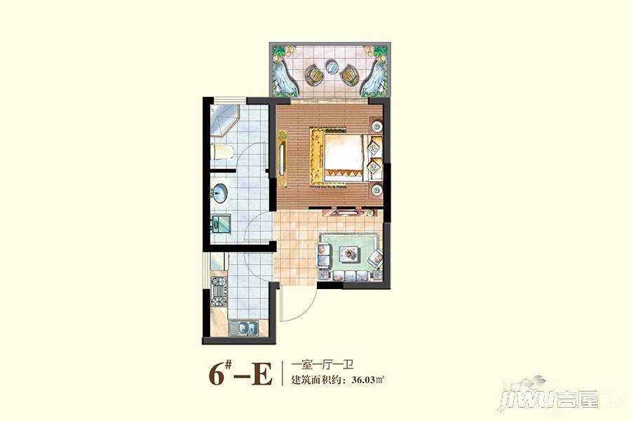 香港城1室1厅1卫36㎡户型图