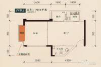 中信庐山一号1室1厅1卫52㎡户型图