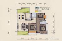 中信庐山一号3室2厅2卫120.5㎡户型图