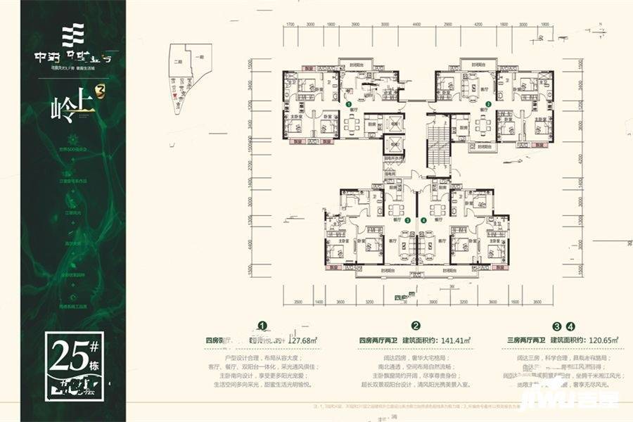 中建江湾壹号4室2厅2卫127.7㎡户型图