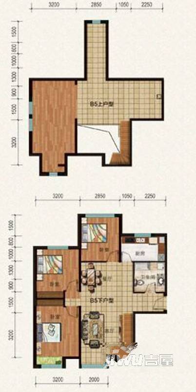 方正英郡二期3室2厅1卫125.1㎡户型图