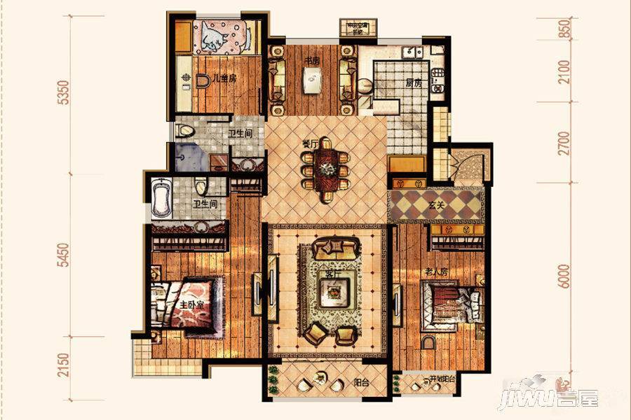 廊坊孔雀城大公馆4室2厅2卫138㎡户型图