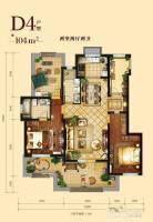 海德公园都铎宫2室2厅2卫104㎡户型图