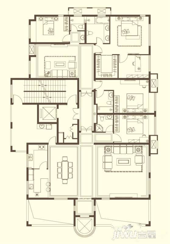 荣盛华府5室3厅3卫290㎡户型图