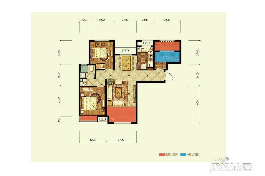 潮白河孔雀城英国宫2室2厅1卫89㎡户型图