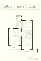 京汉君庭2室2厅1卫85㎡户型图