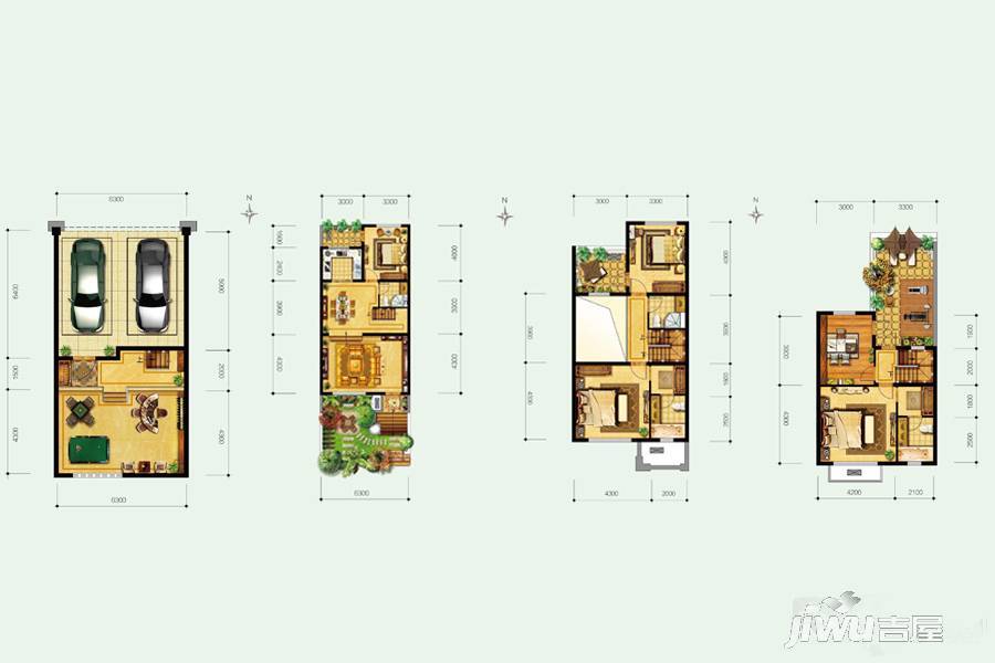 森林新都孔雀城3室3厅4卫222㎡户型图