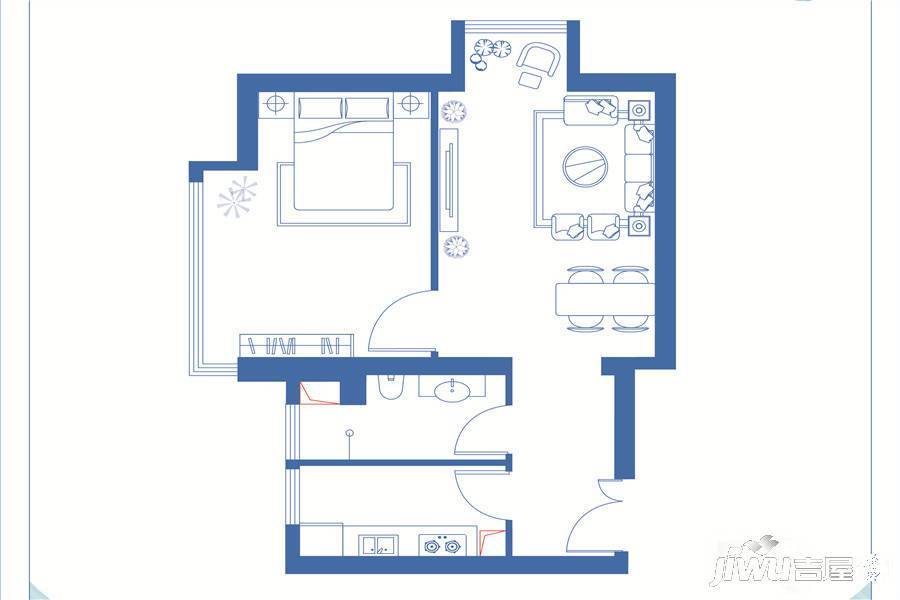 京南狮子城丁香园1室1厅1卫65㎡户型图