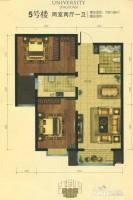 学府锦园2室2厅1卫91.9㎡户型图