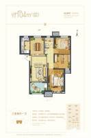 新文安孔雀城3室2厅1卫104㎡户型图