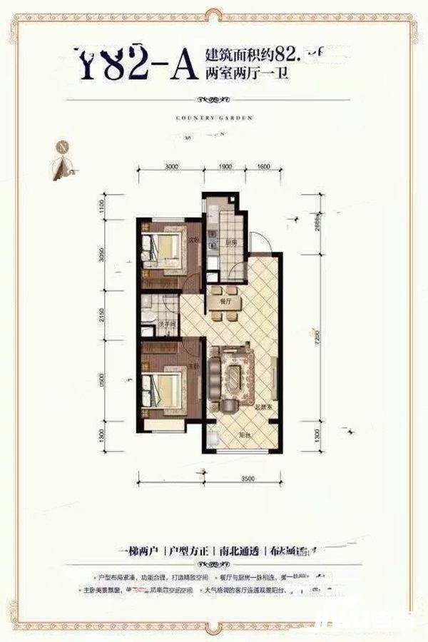 碧桂园时代城2室2厅1卫82.8㎡户型图