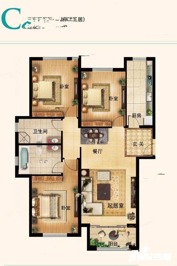 新世界家园3室2厅2卫145㎡户型图