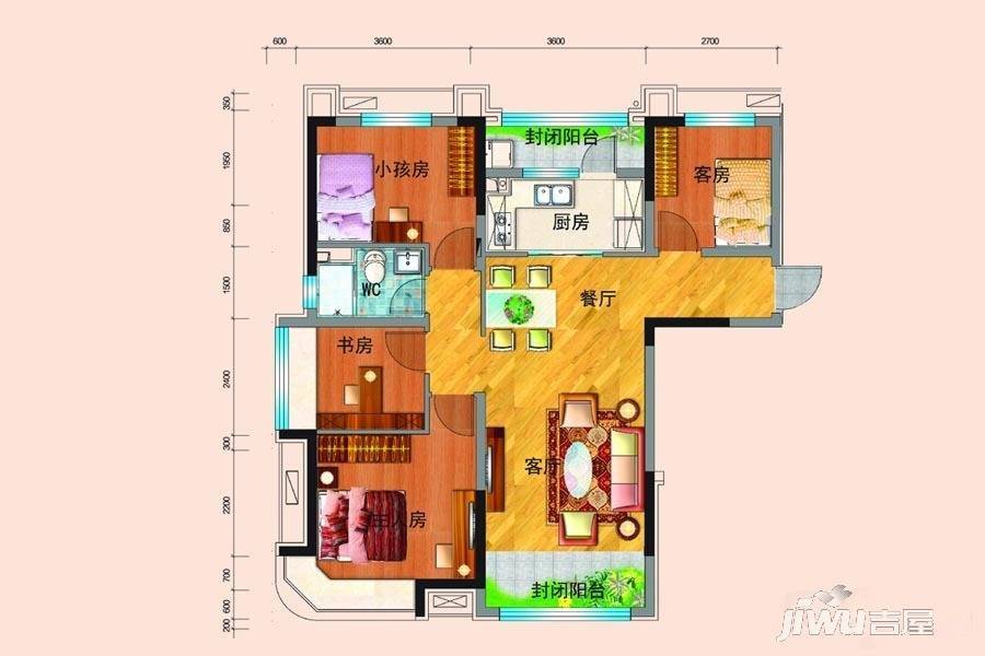 迁安碧桂园4室2厅1卫95㎡户型图