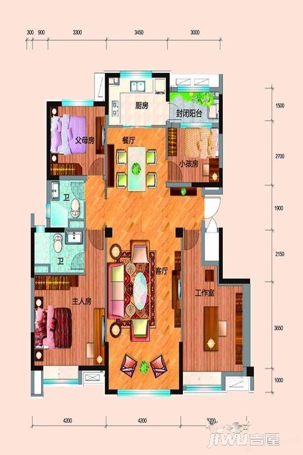 迁安碧桂园4室2厅1卫149㎡户型图