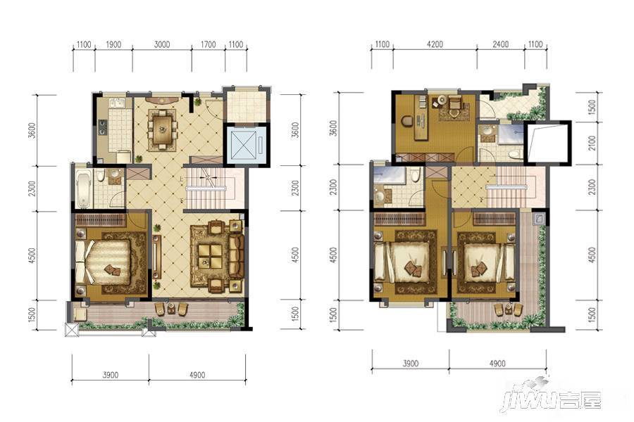 香茗湖1号4室2厅3卫178㎡户型图