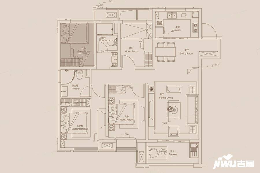 碧桂园领誉4室2厅2卫136㎡户型图