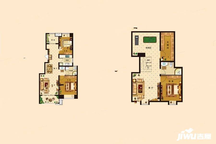 光明朗悦华府3室3厅2卫156.3㎡户型图