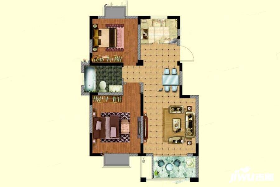 恒通康城2室2厅1卫87㎡户型图