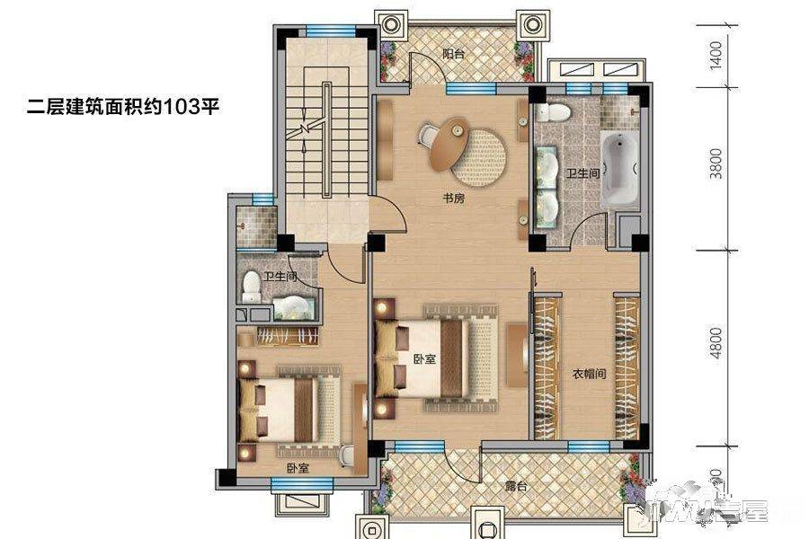 碧桂园观澜5室2厅4卫266.3㎡户型图