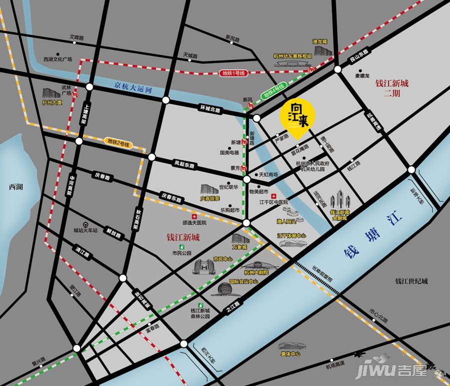 向江来时代中心位置交通图