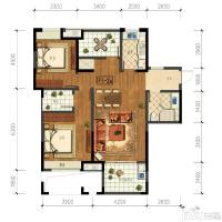 金地自在城2室2厅2卫110.8㎡户型图
