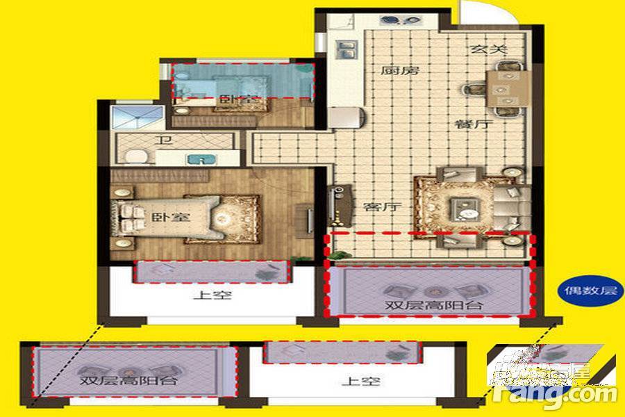 宋都东郡国际2室2厅1卫70㎡户型图