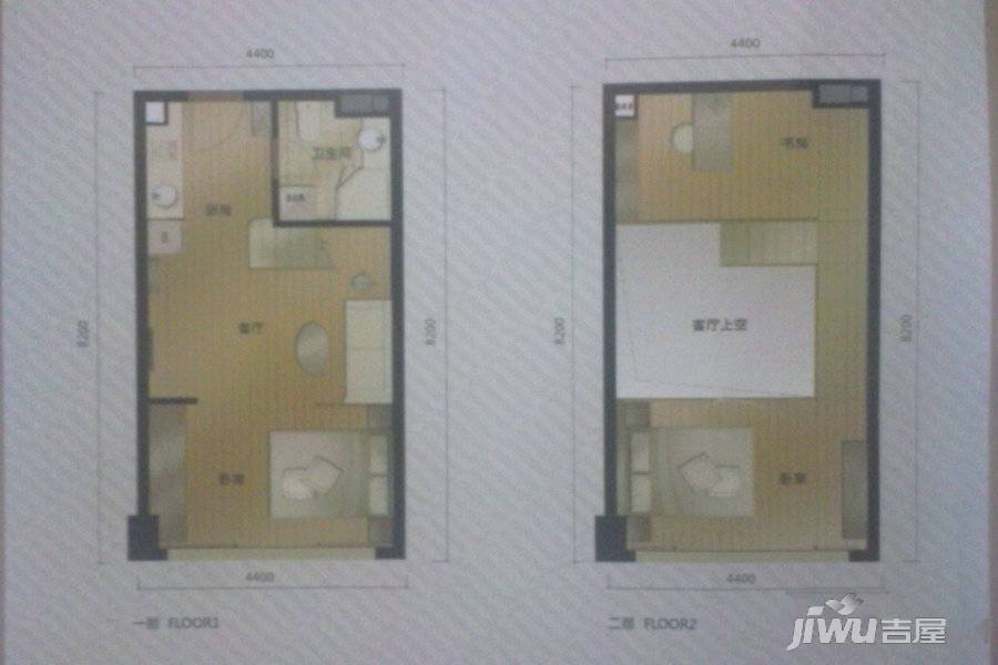 置鼎明珠1号3室1厅1卫45㎡户型图