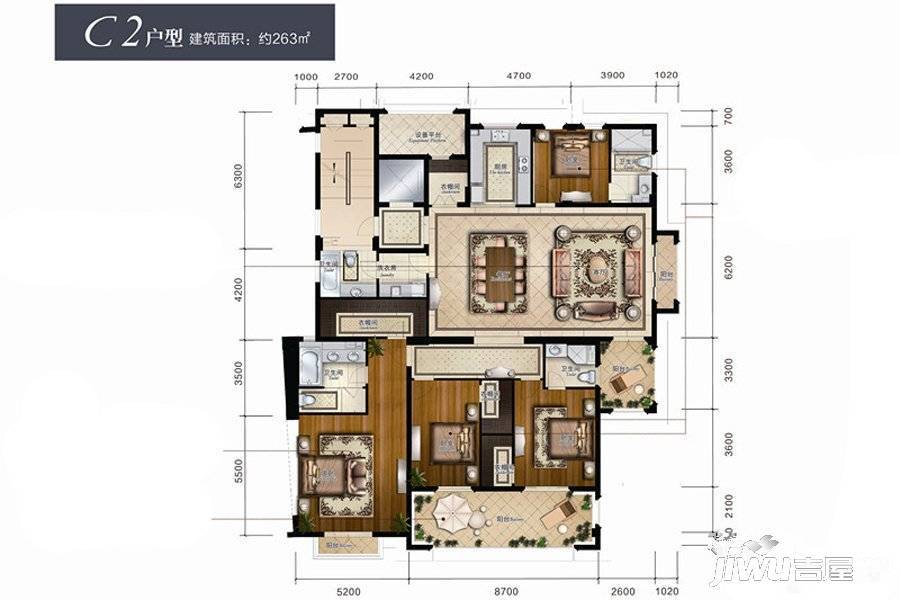 大华西溪风情澄宫4室4厅4卫263㎡户型图