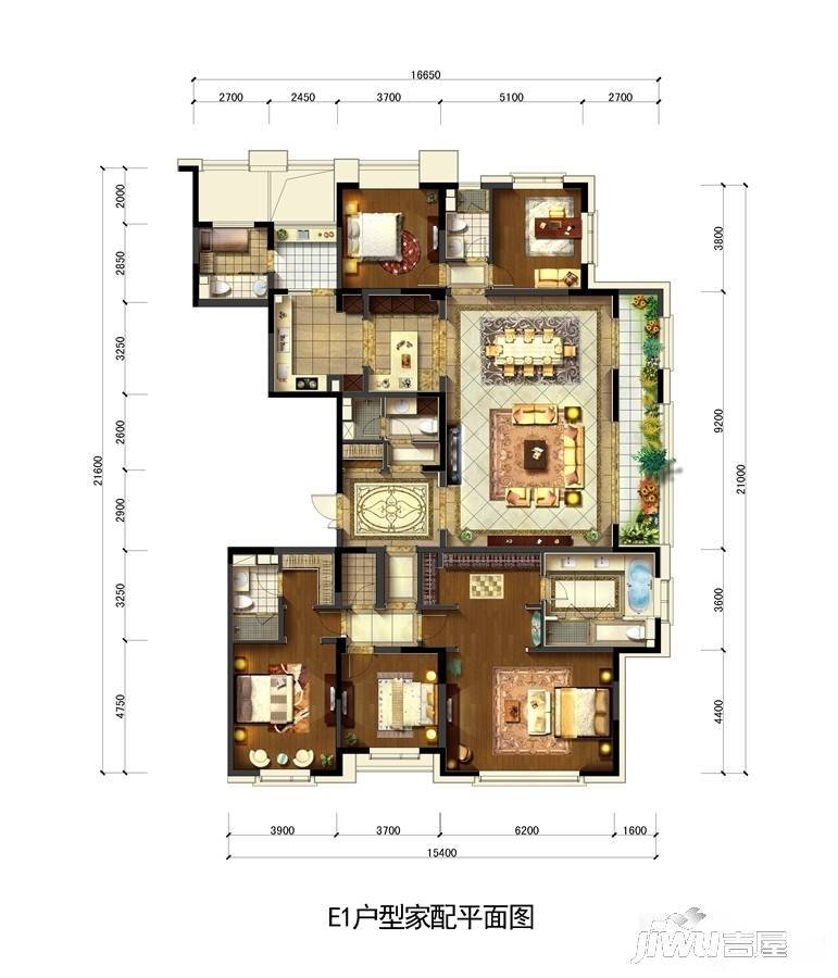 远洋大河宸章5室3厅4卫306㎡户型图