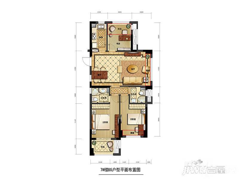 赞成龙兴道一号3室2厅2卫114㎡户型图