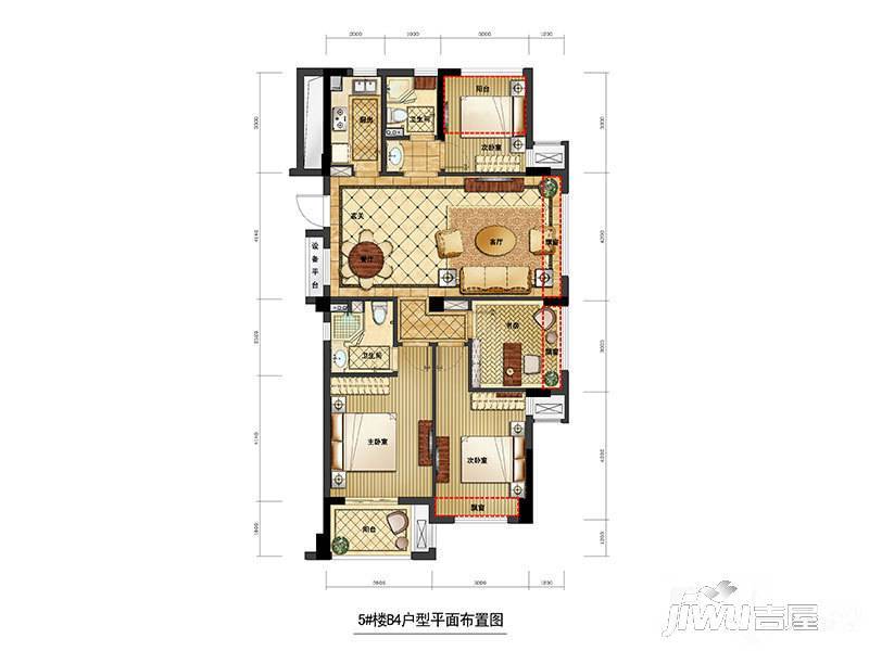 赞成龙兴道一号4室2厅2卫127㎡户型图