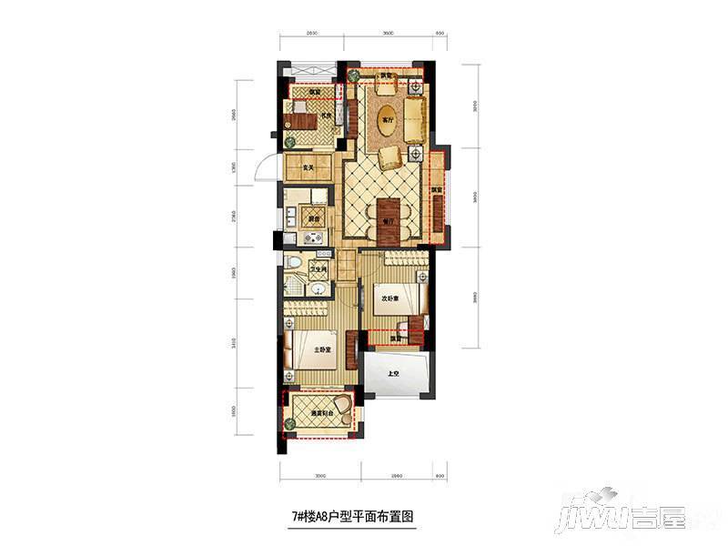 赞成龙兴道一号3室2厅1卫88㎡户型图