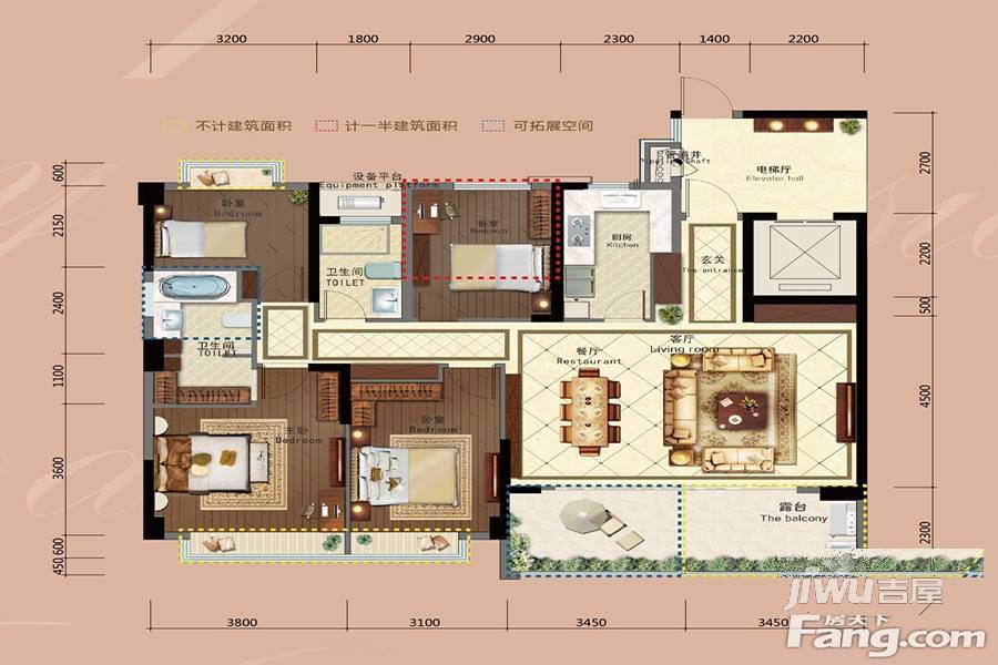 大悦城中粮天悦4室2厅2卫137㎡户型图