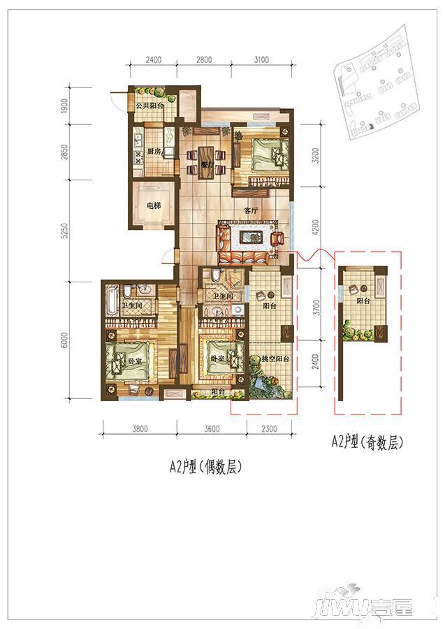 天都城天澜3室2厅2卫139㎡户型图