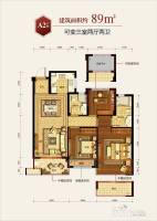 滨江德信东方星城3室2厅2卫89㎡户型图