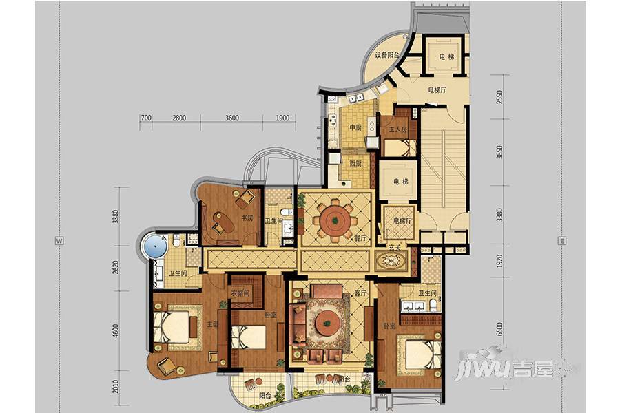 东方御府4室2厅3卫240㎡户型图