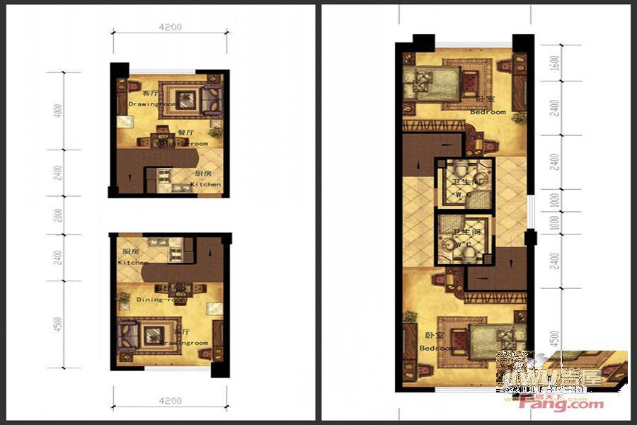 微博公馆2室2厅1卫81㎡户型图