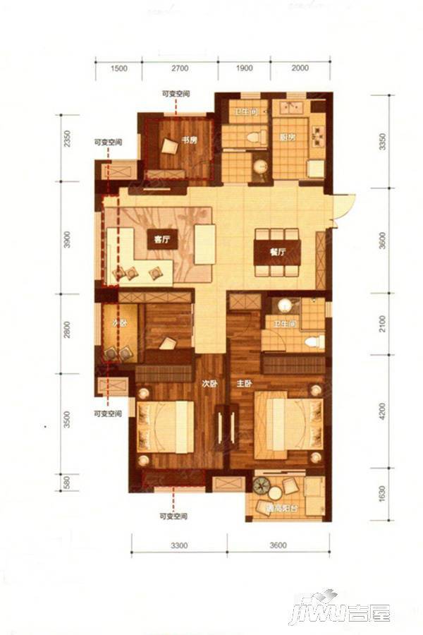 赞成赞城4室2厅2卫117㎡户型图