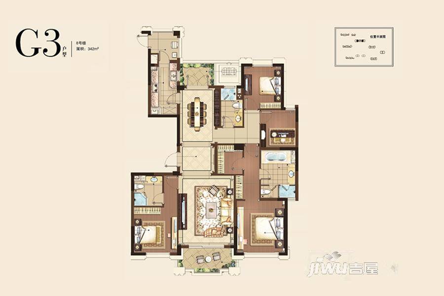 理想康城一品4室2厅3卫342㎡户型图