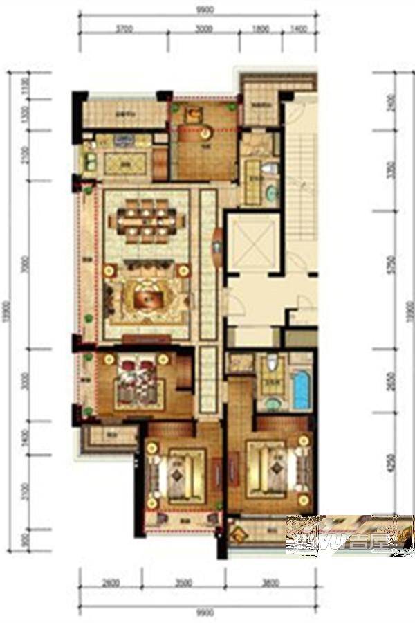 绿城九龙仓柳岸晓风4室2厅2卫160㎡户型图