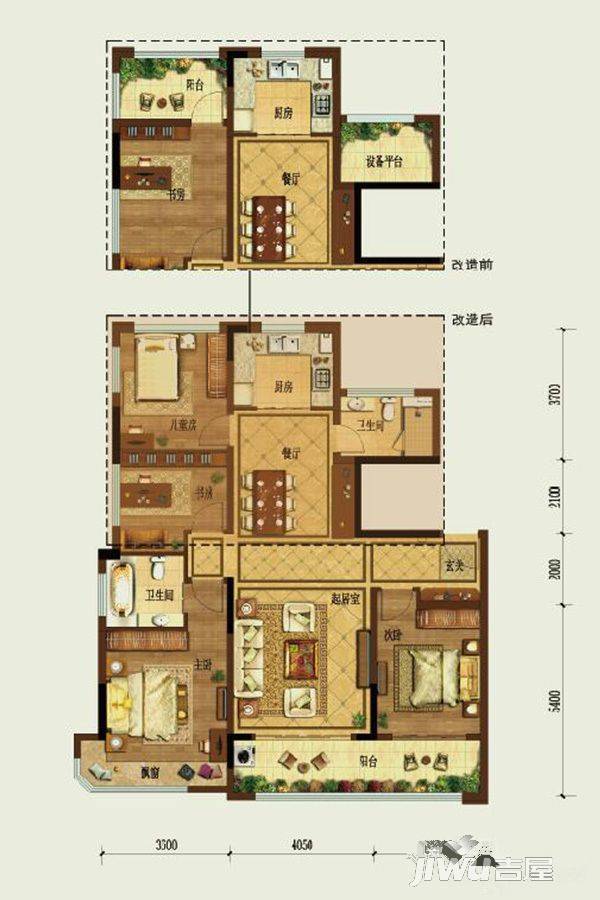 龙湖武林九里3室2厅1卫118㎡户型图