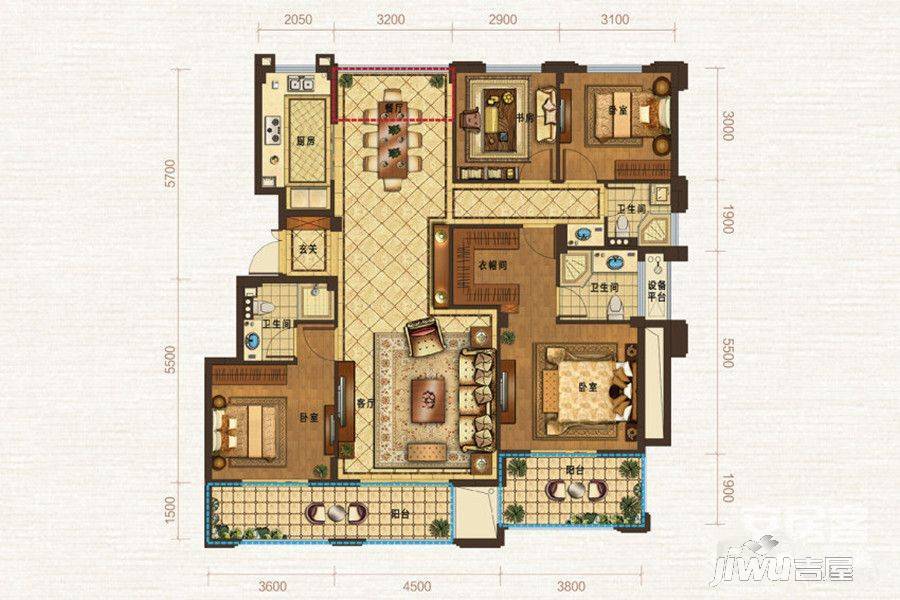 众安白马御府4室3厅2卫149㎡户型图