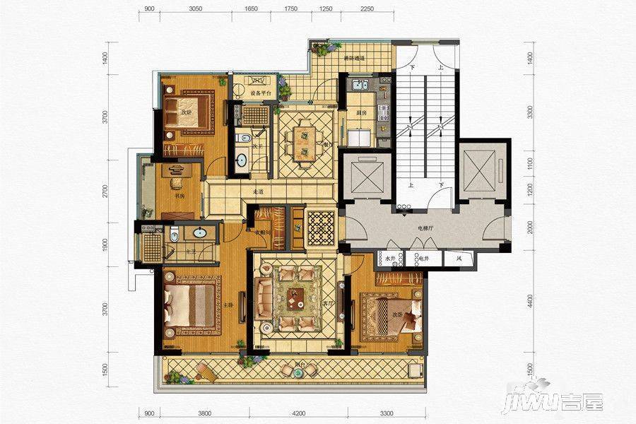 融创时代奥城4室2厅2卫145㎡户型图