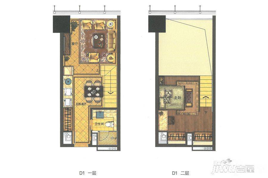 天合公馆1室1厅1卫88.4㎡户型图