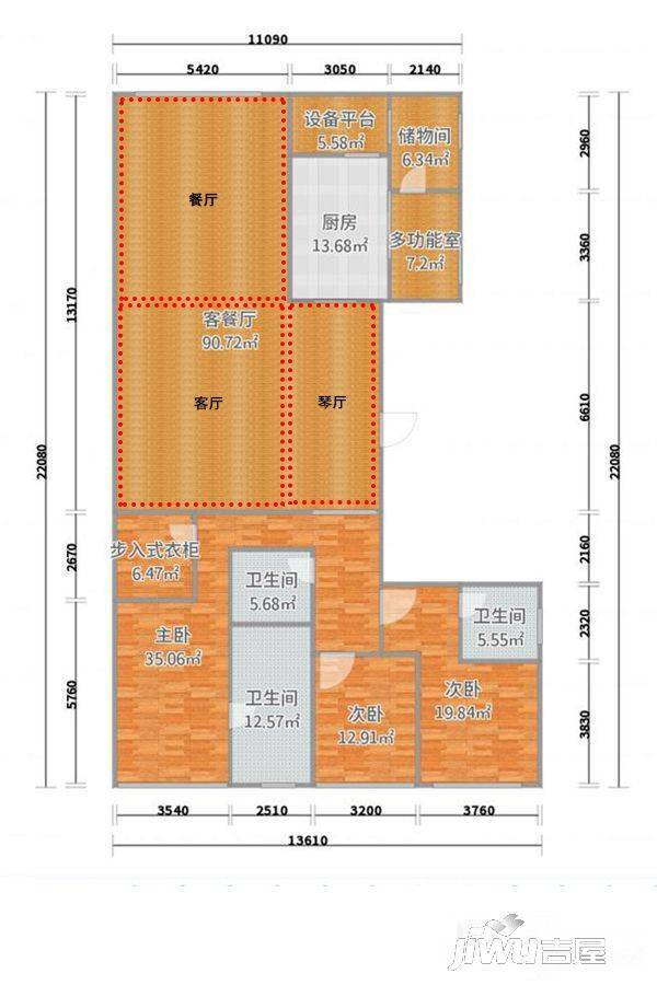 众安嘉润公馆4室3厅3卫277㎡户型图