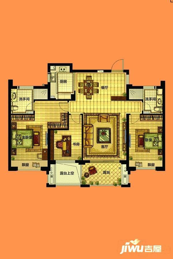 理想康城国际3室2厅2卫135㎡户型图