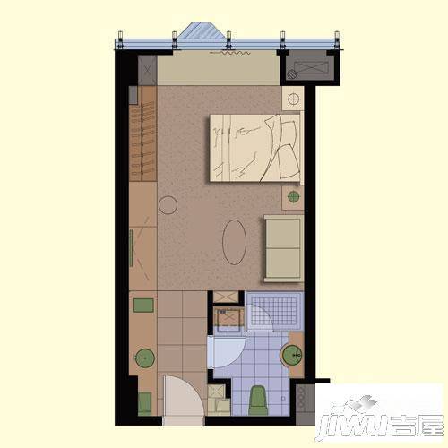 和顺风尚蓝湾1室1厅1卫44.4㎡户型图