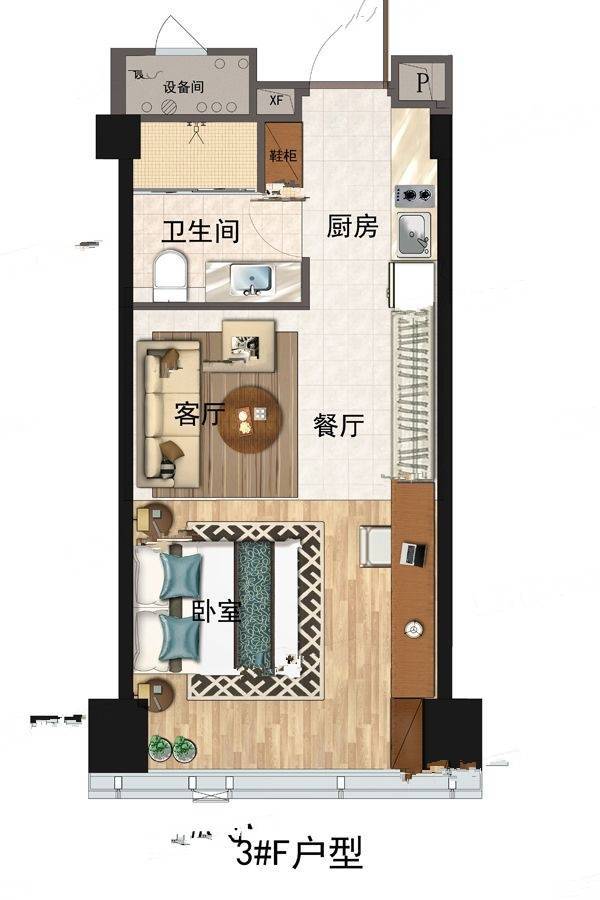 碧桂园深蓝国际中心1室1厅1卫63㎡户型图