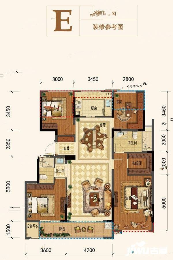 宋都新宸悦府4室2厅2卫128㎡户型图